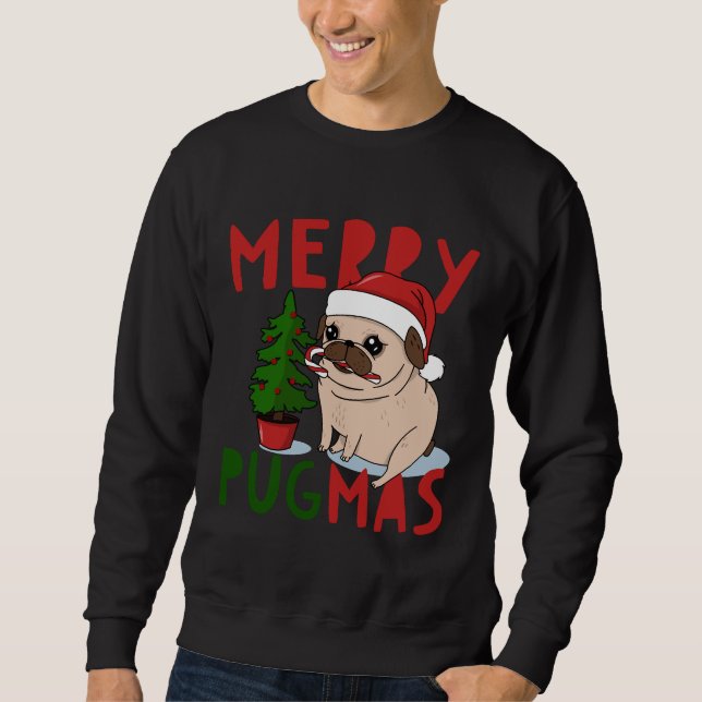 Merry Pugmas Cute jul Pug Classic T-Shirt 5 Lång Ärmad Tröja (Framsida)