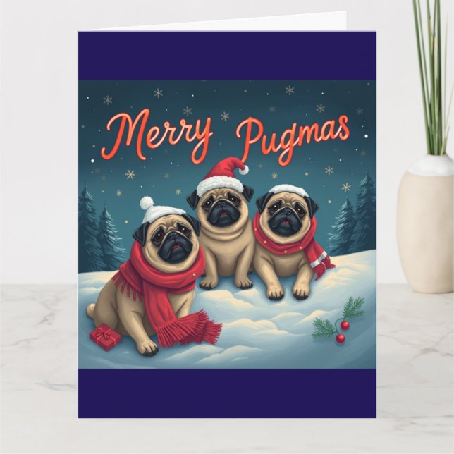 Merry Pugmas från vår familj Kort (Framsida)
