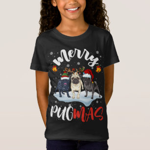 Merry Pugmas Funny Santa Reindeer Elf Pug Hund Chr T Shirt