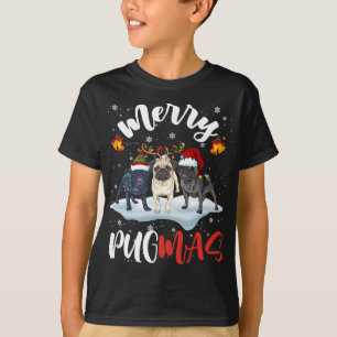 Merry Pugmas Funny Santa Reindeer Elf Pug Hund Chr T Shirt