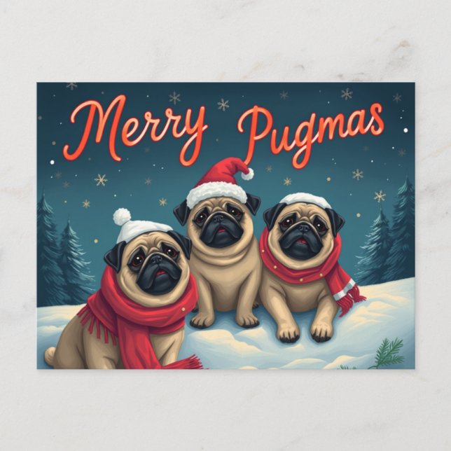 Merry Pugmas Helg Vykort (Framsida)