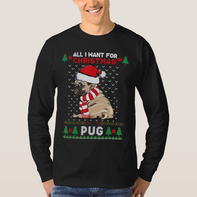 Merry Pugmas Julafton Ugly God Jul Santa Santa Pug T Shirt (Framsida)