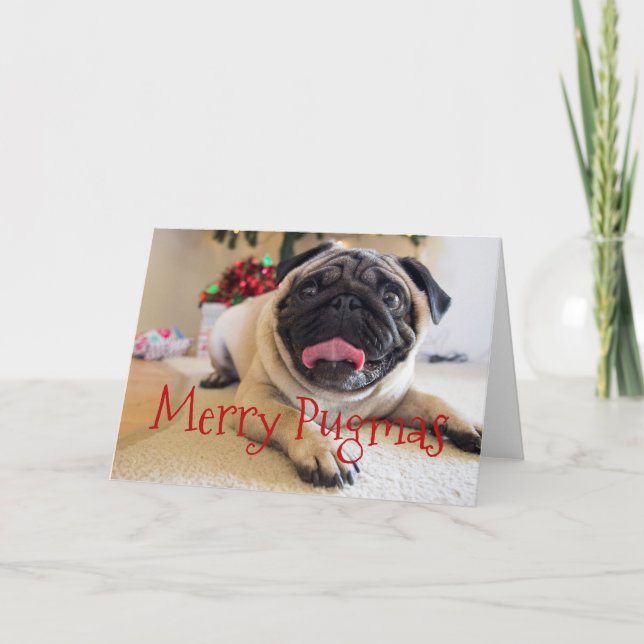 Merry Pugmas julkort Helgkort (Framsida)