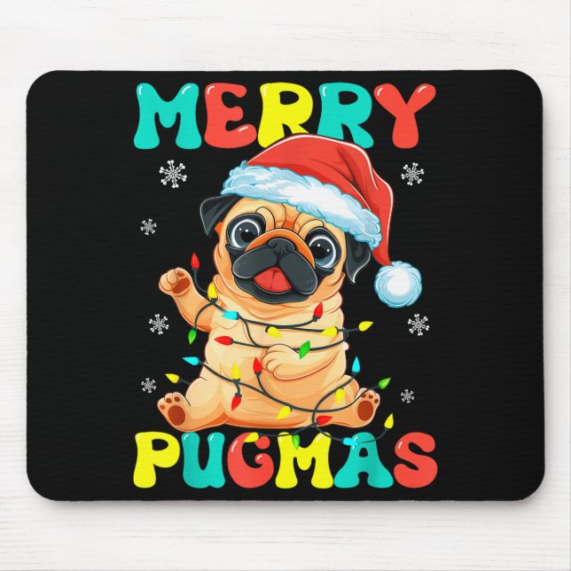 Merry Pugmas Pug Christmas Santa Pug Xmas Lights D Musmatta (Framsidan)