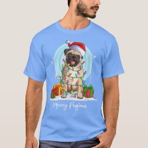 Merry Pugmas, Pug Hund, Julgran T Shirt