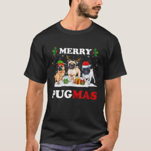 Merry Pugmas Santa Elf Reindeer Pug Hundar Julafto T Shirt