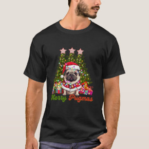 Merry Pugmas Santa Pug Hund älskare jul Ljus T Shirt