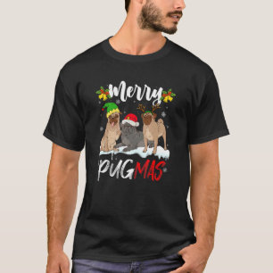 Merry Pugmas Santa Reindeer Elf Pug Hund Christma T Shirt