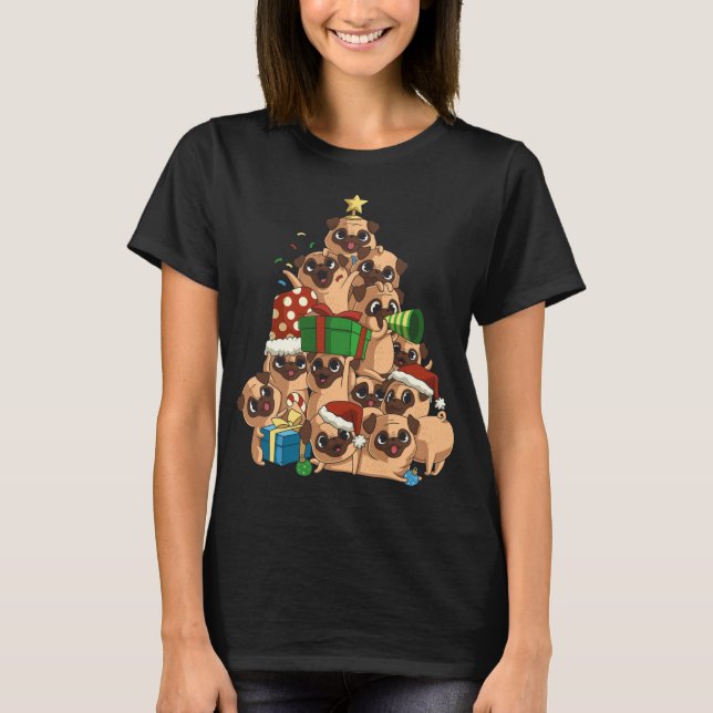 Merry Pugmas Träd Pug jul Pug Pug T Shirt (Framsida)
