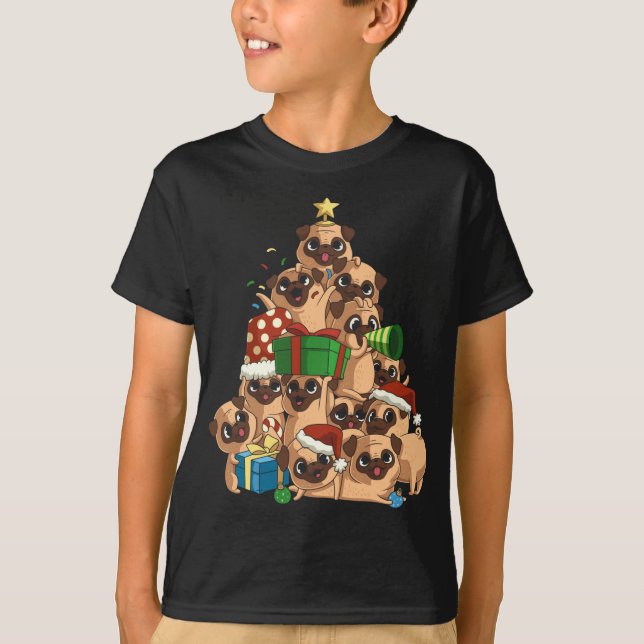 Merry Pugmas Träd Pug jul Pug Pug T Shirt (Framsida)