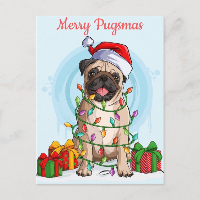 Merry Pugsmas vycard Vykort (Framsida)