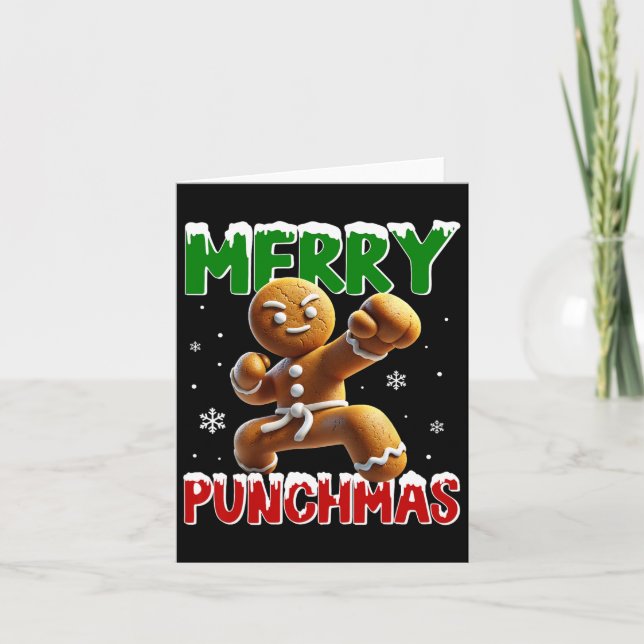 Merry Punchmas Taekwondo Karate Pepparkaksgubbe Mo Kort (Framsida)