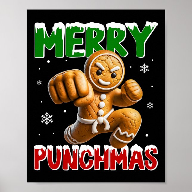 Merry Punchmas Taekwondo Karate Pepparkaksgubbe Mo Poster (Framsidan)