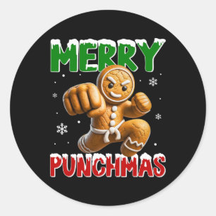 Merry Punchmas Taekwondo Karate Pepparkaksgubbe Mo Runt Klistermärke