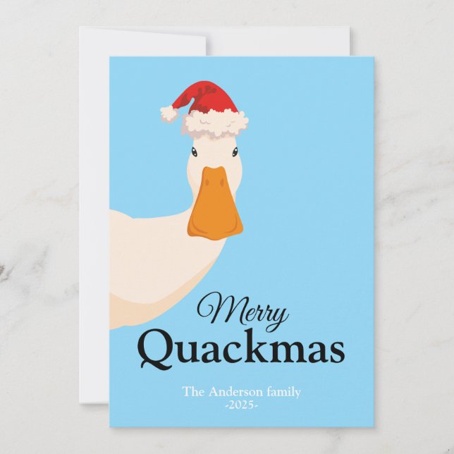 Merry Quackmas jul, gullig, söt Anka Julkort (Framsida)