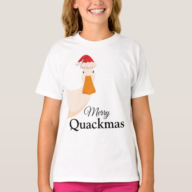 Merry Quackmas-julen, roligt tecknad coola Anka T Shirt (Framsida)