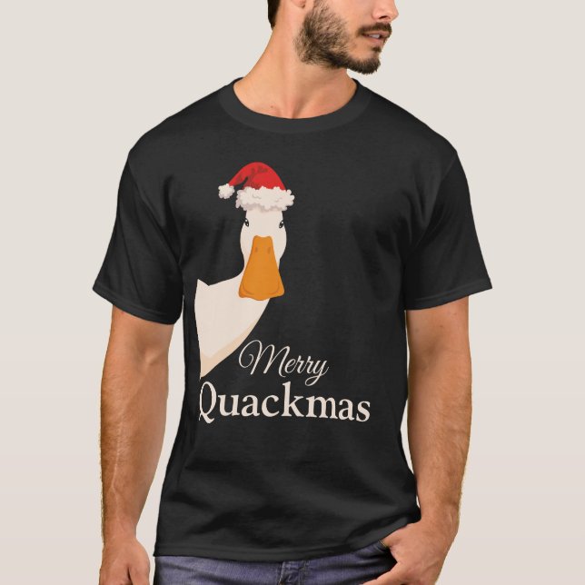 Merry Quackmas-julen, roligt tecknad coola Anka T Shirt (Framsida)