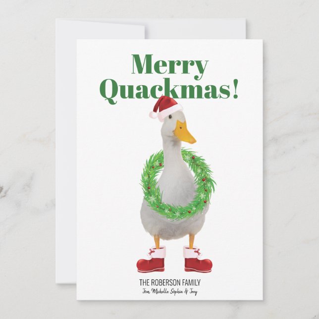 Merry Quackmas-platta Helgdag Santa Anka Julkort (Framsida)