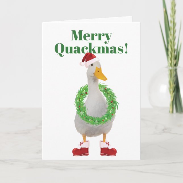 Merry Quackmas Santa Anka-mappat Helgdag-kort Helgkort (Framsida)