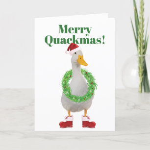 Merry Quackmas Santa Anka-mappat Helgdag-kort Helgkort