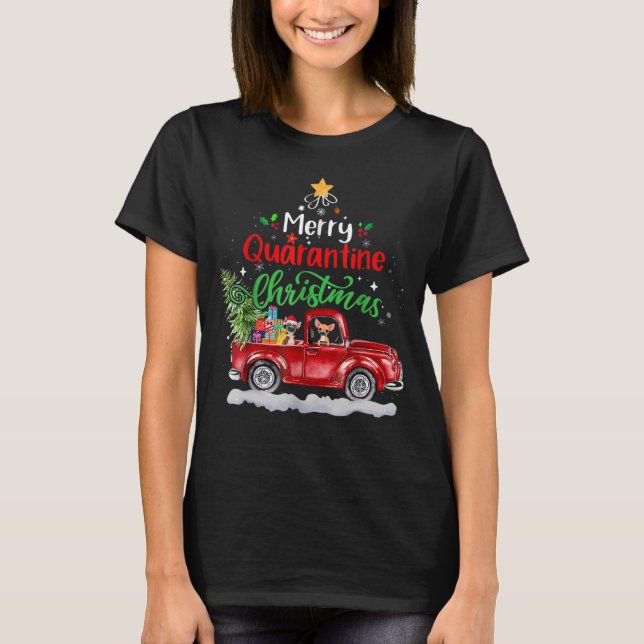 Merry Quarantine jul 2020 Chihuahua Ride Red T Shirt (Framsida)