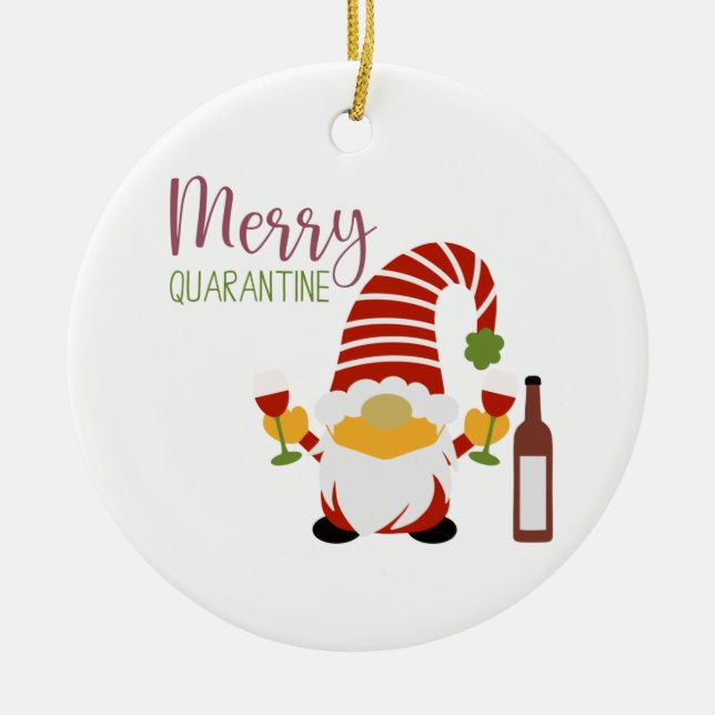 Merry Quarantine jul Gnome Ceramic Ornament (Framsidan)