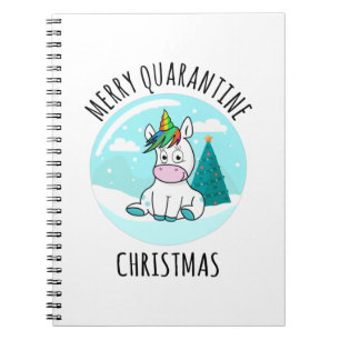 Merry Quarantine jul Unicorn Anteckningsbok