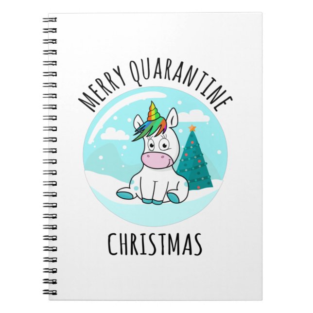 Merry Quarantine jul Unicorn Anteckningsbok (Framsidan)