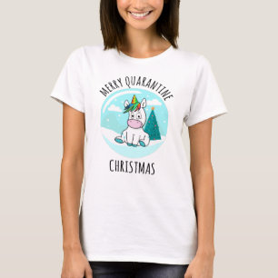 Merry Quarantine jul Unicorn T Shirt