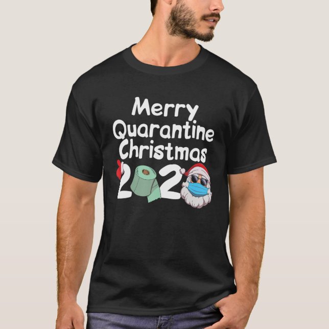 Merry Quarantine-julen 2020 Santa Gift T Shirt (Framsida)
