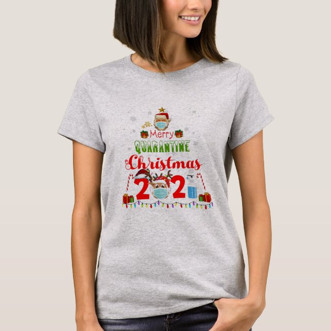 Merry Quarantine-julen 2021 Pajamas-familjen T Shirt (Framsida)