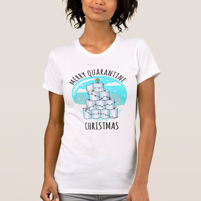 Merry Quarantine Julgran Toilet Papper T Shirt (Framsida)