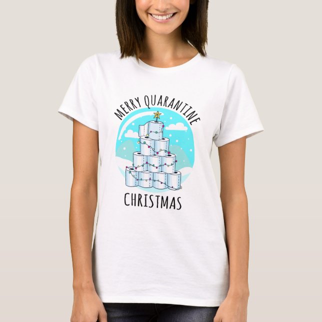 Merry Quarantine Julgran Toilet Papper T Shirt (Framsida)
