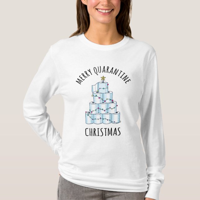Merry Quarantine Julgran Toilet Papper T Shirt (Framsida)