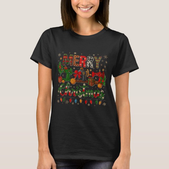 Merry Quiltmas Quilter Sewing Retreat Pajama Chris T Shirt (Framsida)