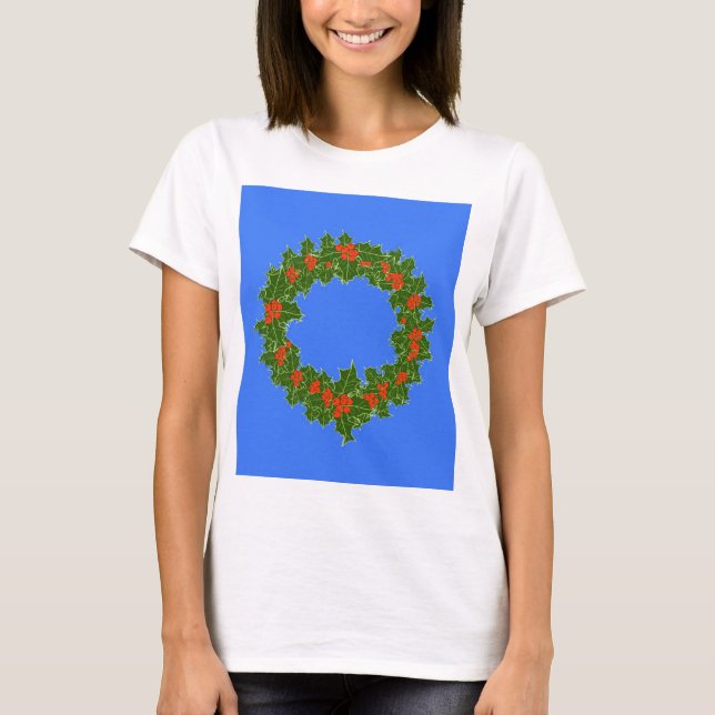 Merry Red Berry & Holly Wandan for jul T-Sh T Shirt (Framsida)