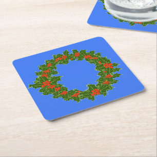 Merry Red Berry & Holly Wandeand till jul Underlägg Papper Kvadrat