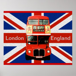 Merry Red Buss och British Flagga Poster