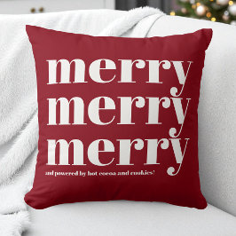 Merry Red White Typography Roligt jul Kudde