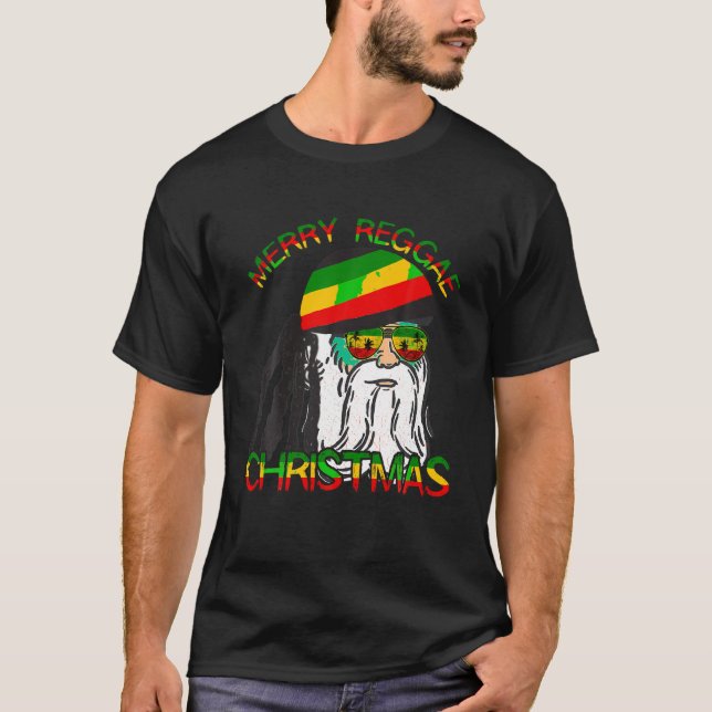 Merry Reggae jul Rasta Santa Julafton Rastafari T Shirt (Framsida)