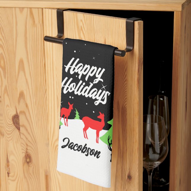 Merry Reindeer Kitchen Towels Kökshandduk (Thirds Fold)
