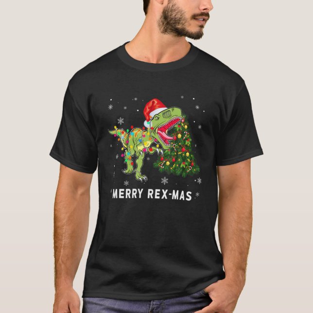 Merry Rex-Mas T Rex Dino Dinosaur Funny jul Shirt (Framsida)