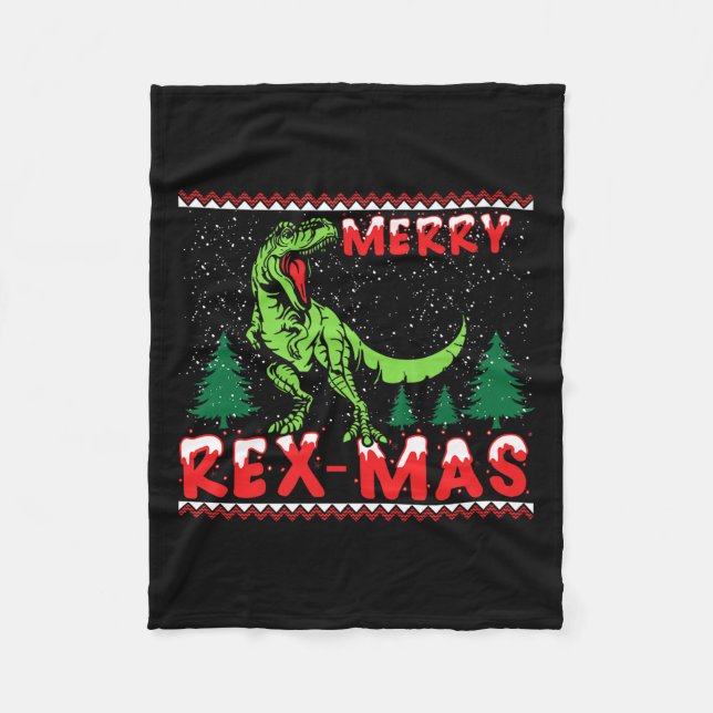 Merry Rex-mas T-rex Dinosaur Premium  Fleecefilt (Framsidan)