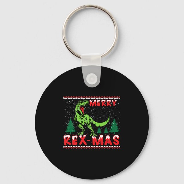 Merry Rex-mas T-rex Dinosaur Premium  Nyckelring (Framsida)