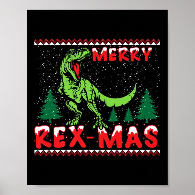 Merry Rex-mas T-rex Dinosaur Premium  Poster (Framsidan)