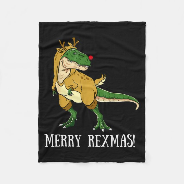 Merry Rexmas Reindeer T-rex Rudolph Dinosaur Chris Fleecefilt (Framsidan)
