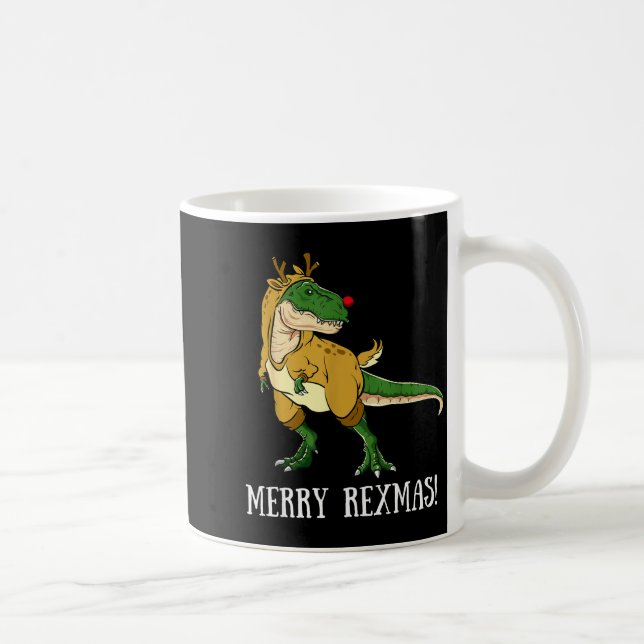 Merry Rexmas Reindeer T-rex Rudolph Dinosaur Chris Kaffemugg (Höger)