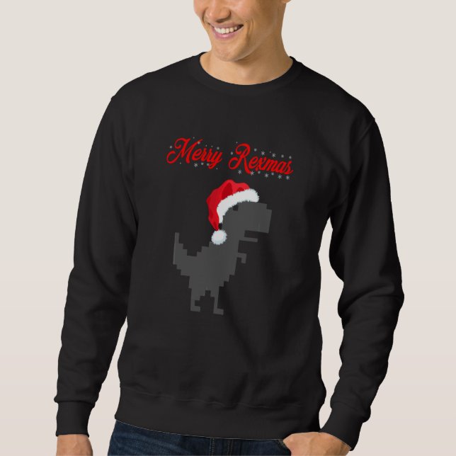 Merry Rexmas Santa Trex Dino Småbarn Boys Christma Lång Ärmad Tröja (Framsida)