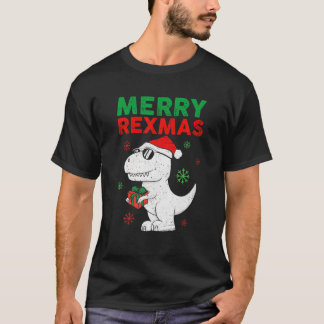 Merry Rexmas Santa Trex Dino Småbarn jul Pjs T Shirt