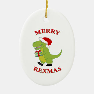 Merry Rexmas T-Rex dinosaur-design Julgransprydnad Keramik